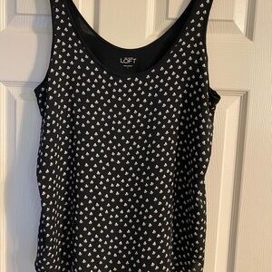 LOFT Black and White Patterned Tank Top